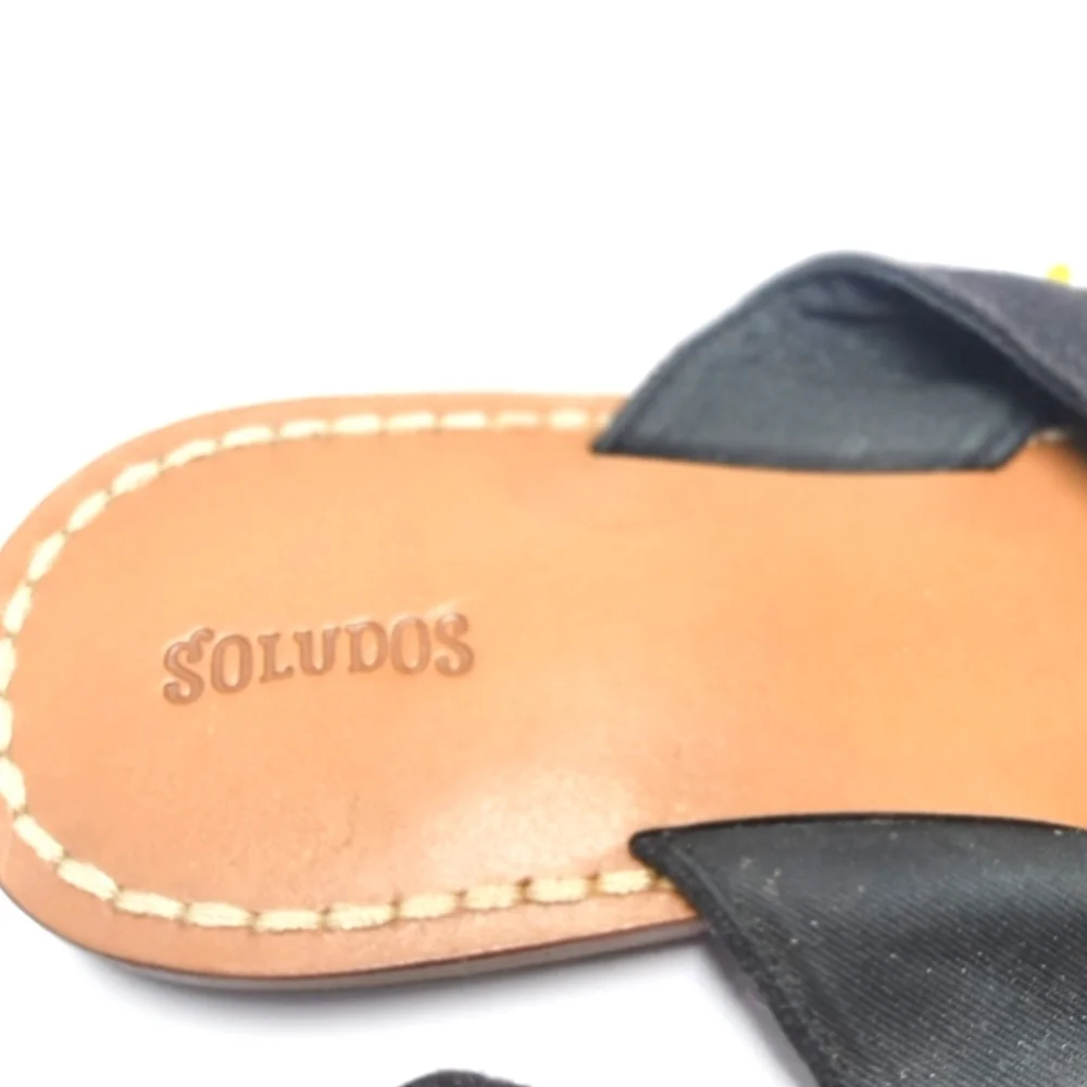 Soludos Black Embroidered Slide Sandals | Floral Flat Sandals | Women’s